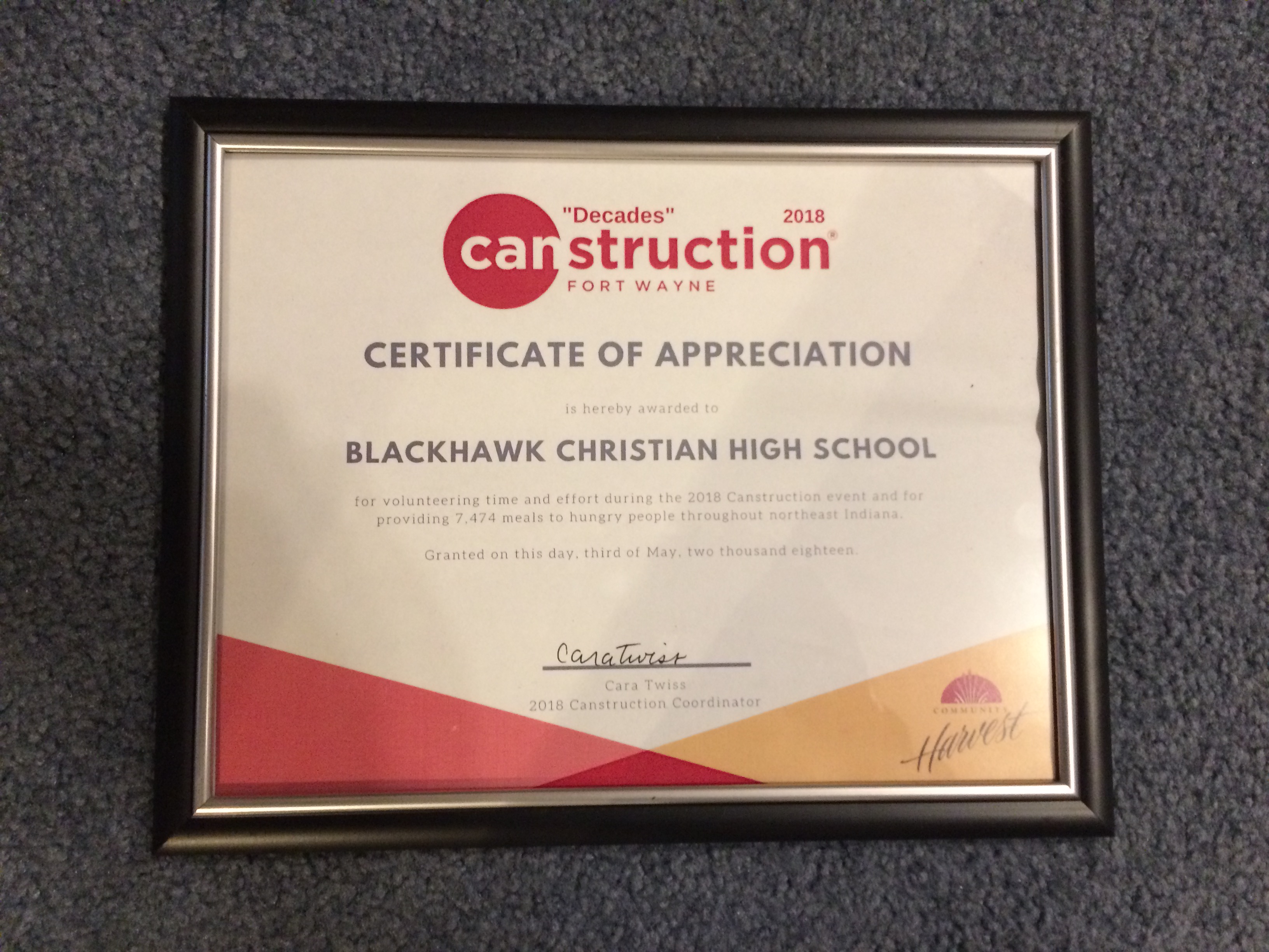 2018 Certificate